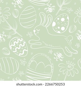 easter green pattern in traditional ornaments vector