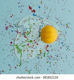 Easter greeting Banner. Realistic chicken raw Egg