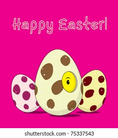 easter greeting with bird in egg