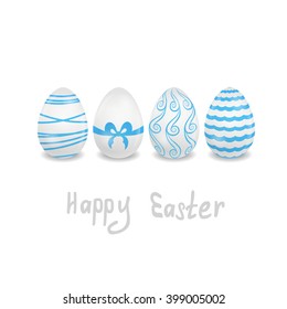 easter greeting card with 4 eggs