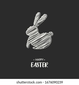 Easter greeting card with abstract bunny and text. Vector