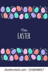 Easter greeting card with beautiful eggs. Vector