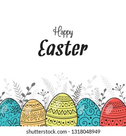 Easter greeting card with beautiful eggs. Vector
