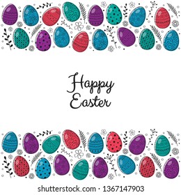Easter greeting card with beautiful eggs. Vector