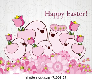 Easter greeting card with birds.
