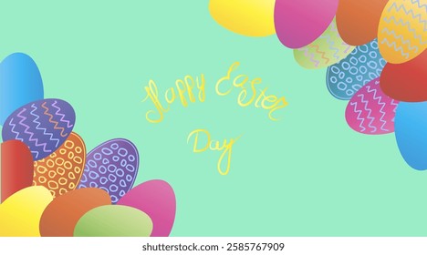 Easter greeting card with birds and Easter eggs