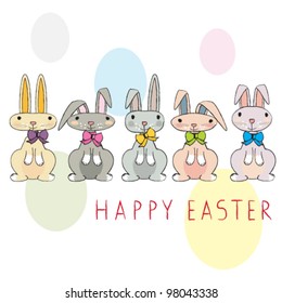 Easter greeting card with bunnies
