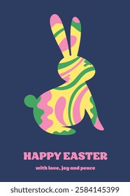 Easter greeting card with bunny in abstract style. Modern style background. Vector illustration