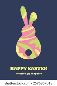 Easter greeting card with bunny in abstract style. Modern style background. Vector illustration