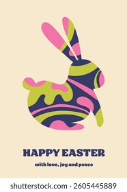 Easter greeting card with bunny in abstract style. Modern style background. Vector illustration
