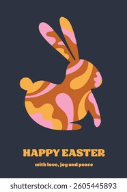 Easter greeting card with bunny in abstract style. Modern style background. Vector illustration