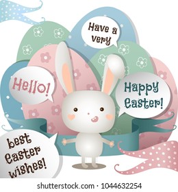 Easter greeting card with Bunny and eggs