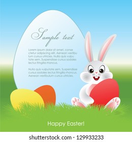 Easter greeting card with bunny and eggs