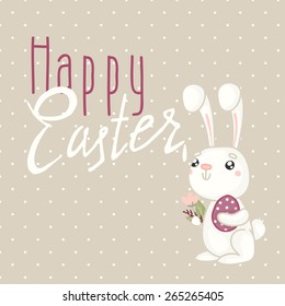 Easter greeting card - Bunny and easter eggs. Happy easter