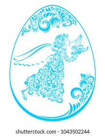 Easter Greeting card. Celebration background with vintage egg and place for your text. Vector Illustration