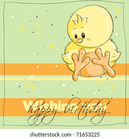 Easter greeting card - Chick - Wishing you happy birthday