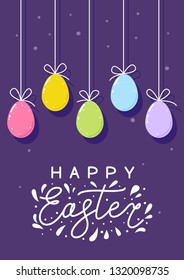 Easter greeting card with color eggs