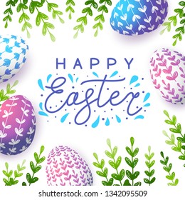 Easter greeting card with color eggs