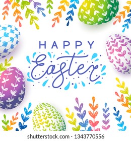 Easter greeting card with color eggs 