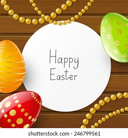 Easter greeting card with color eggs