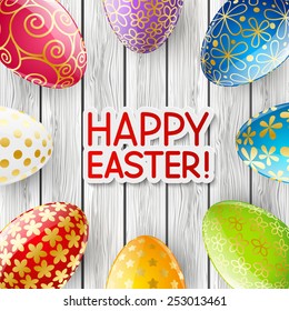 Easter greeting card with color eggs