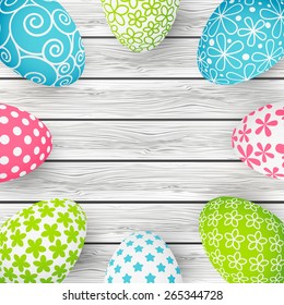 Easter greeting card with color eggs