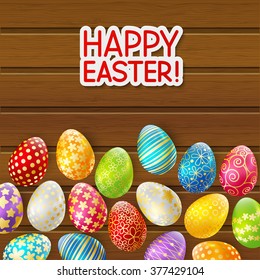 Easter greeting card with color eggs