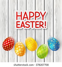 Easter greeting card with color eggs