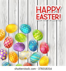 Easter greeting card with color eggs