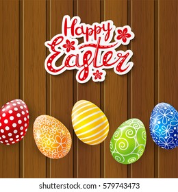 Easter greeting card with color eggs