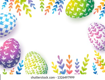 Easter greeting card with color floral eggs