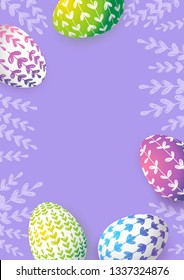 Easter greeting card with color floral eggs