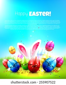 Easter greeting card with colorful eggs and place for your text