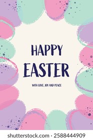Easter greeting card with colourful eggs. Abstract and simple background. Vector illustration 