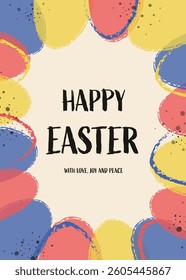 Easter greeting card with colourful eggs. Abstract and simple background. Vector illustration 