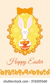 Easter greeting card. Cute Easter Bunny.