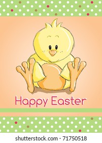 Easter greeting card - Cute chicken