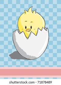 Easter greeting card - Cute chicken