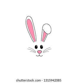 Easter greeting card with cute hand drawn bunny. Vector