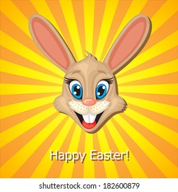 Easter greeting card with cute rabbit muzzle