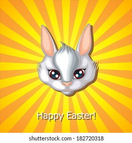 Easter greeting card with cute rabbit muzzle