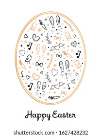 Easter Greeting Card with the decorative egg on white background. Vector illustration. Happy Easter decorative elements vector