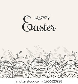 Easter greeting card with decorative eggs. Vector