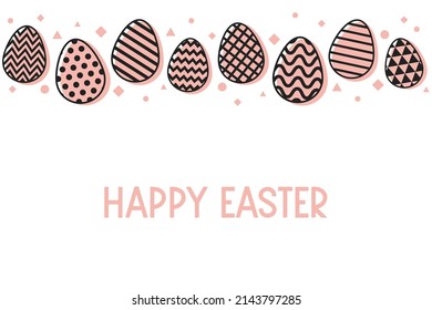 Easter greeting card with decorative and eggs. Vector