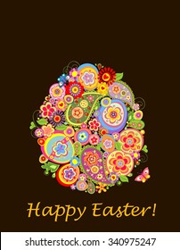 Tarjeta de saludo de Pascua con huevos decorativos