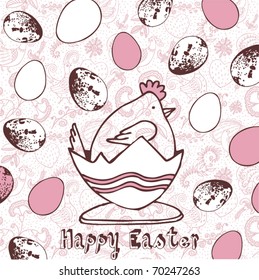 Easter greeting card with decorative eggs and birds