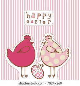Easter greeting card with decorative eggs and birds