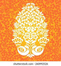 Easter Greeting Card with egg in and birds . Vector illustration for your spring happy holiday design. 
