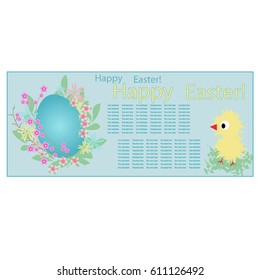 Easter greeting card with egg and chicken