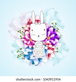 Easter greeting card with egg Happy Easter. Vector illustration.